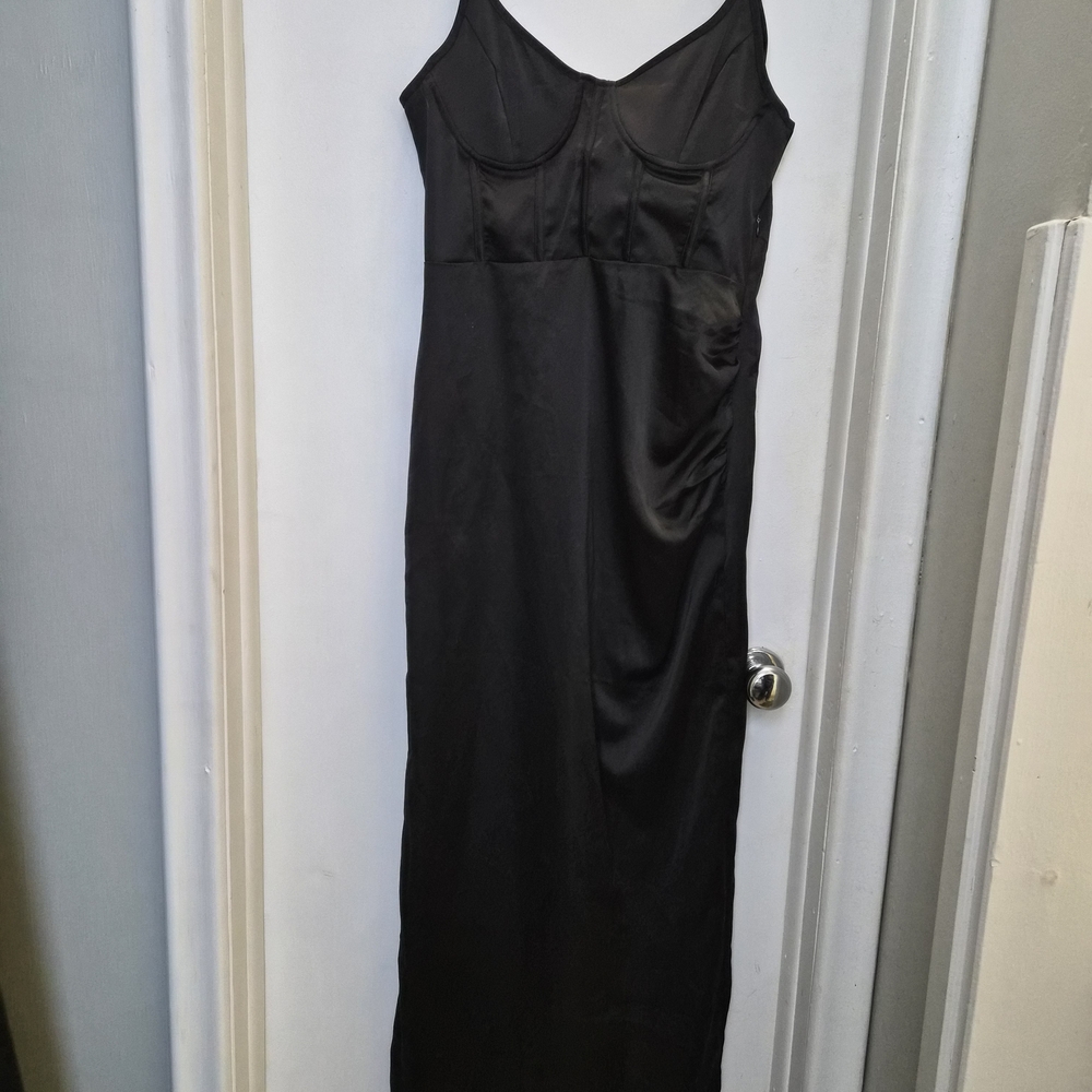 PrettyLittleThing Black Corset Maxi Dress NWT